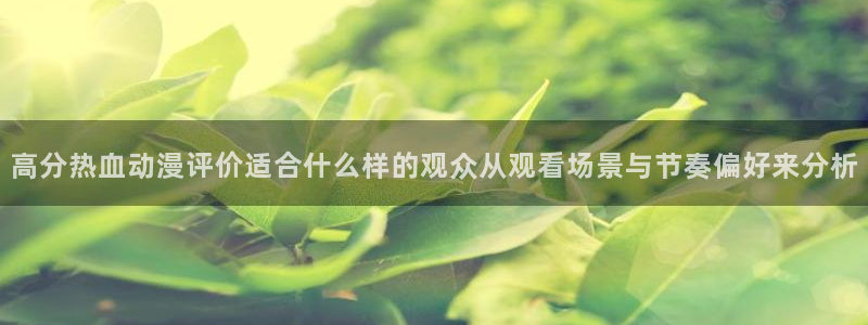 age动漫哪里下载：高分热血动漫评价适合什么样的观众从观看场景与节奏偏好来分析